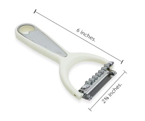 WitnyStore Kitchen Tool 6" Long White Plastic Handle Stainless Steel Wavy Peeler Scraper Bottle Opener - Thai Cooking Utensils Multipurpose Portable Hand-Held Cookery Equipments for Fruits Vegetables - size: 6"