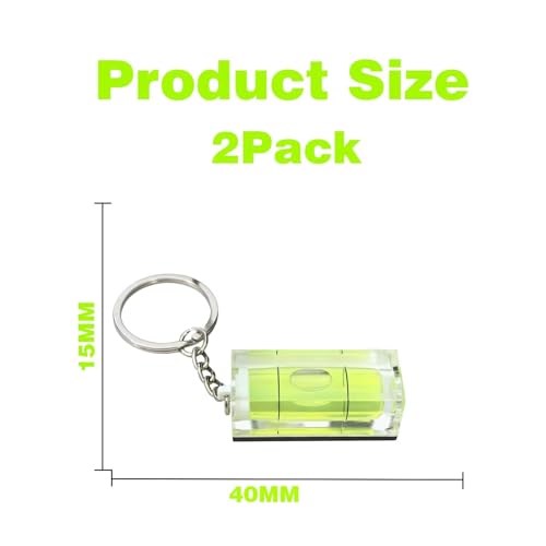 2PCS Magnetic Small Bubble Level 15x15x40mm(0.59x0.59x1.57in) Key Ring Small Leveler Tool - size: 2pcs 40*15