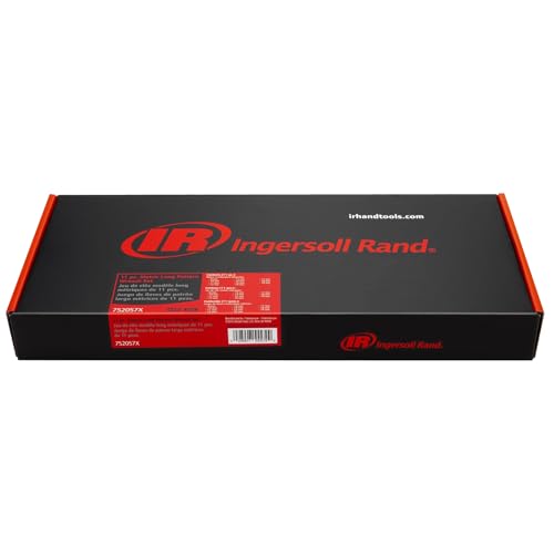 Ingersoll Rand 11 Piece Long Pattern Metric Combination Wrench Set, 8–19mm, Premium Chrome Vanadium Steel, 5° Offset Box End, Extra-Long Handles, with Molded Storage Tray – 752057X - style: Metric Wrench