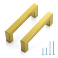 JOY DECOR Gold Cabinet Handles Square Cabinet Pulls, 3-1/2 Inch CC, 10 Pack - size: 3-1/2 Inch Hole Center