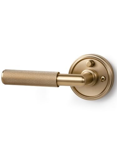Knurled Door Lever Champagne Bronze Privacy Door Handle, 1 Pack - color: Champagne Bronze