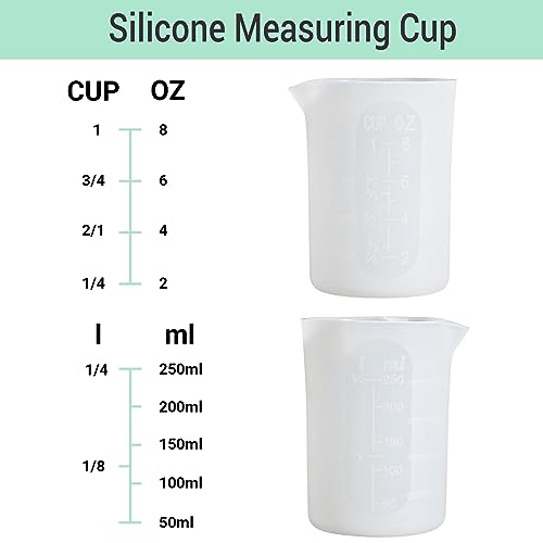 Gartful 250ml Silicone Measuring Cups, 4 PCS Large Nonstick Reusable Silicone Mixing Cups Durable Easy Clean for Epoxy Resin, Casting Molds, Stain Jewelry Making, Waxing, DIY, Art, Craft - size: Large-250ml*4
