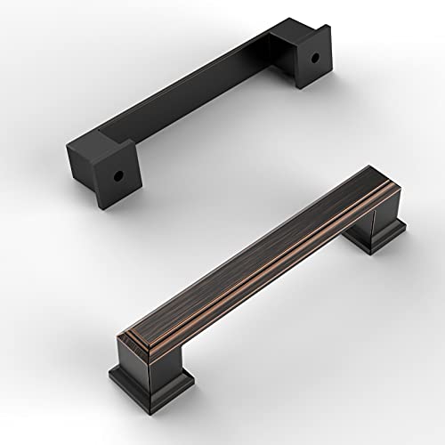 Amerdeco 10 Pack Oil Rubbed Bronze Cabinet Pulls 3-3/4 Inch(96mm) Hole Center Cabinet Hardware Kitchen Cabinet Handles for Bathroom Drawer Pulls Dresser Pulls ZH0001 - color: Oil Rubbed Bronze, size: 3.75" hole center, style: 10 Pack