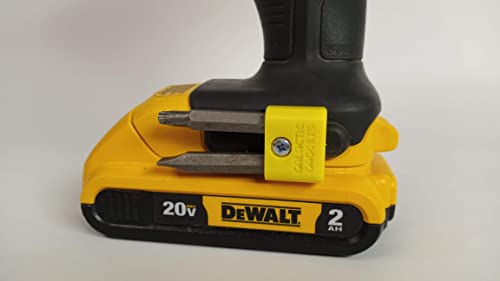 MAGNETIC Bit Holder for DEWALT 20V Drill/Driver, Side Mounted, Strong Magnets, Low Profile Design - Galactic Gadgets (Yellow) - color: Yellow, 1 Pack