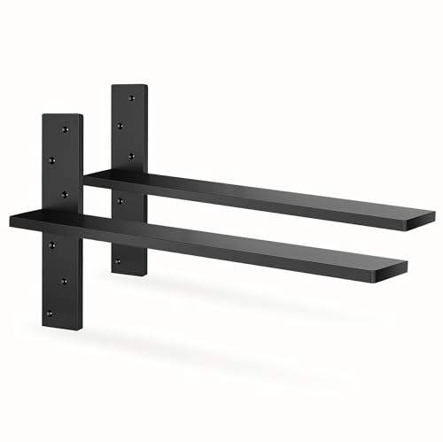 Floating Shelf Bracket Heavy Duty 1/2" Thick Free Hanging Countertop Support Bracket 2 Pack 20"Lx2.5"W Hidden Shelf Bracket for Floating Wall Countertops, Bars, Desks, Bench Seats, Vanities, Mantels - size: 20 Inch, style: Black- 2 pack