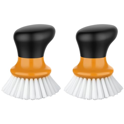 MR.SIGA Dish Scrub Brush, Palm Brush Dish Scrubber, Orange, Pack of 2 - color: Orange