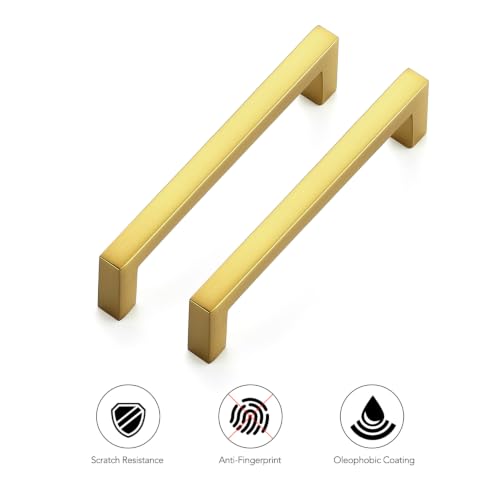 Ravinte Gold Cabinet Handles Solid Cabinet Pulls, 3-3/4 Inch CC, 10 Pack - color: Gold, size: Flat Black 3-3/4'' Hole Center