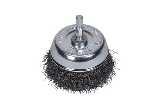 Century Drill & Tool 76221 Drill Cup Wire Brush, 2-3/4" Coarse & Crimped | 1/4" shank, 0." wire diameter, cuts steel & metal, heat and rust resistant coating - size: 2-3/4-Inch Coarse