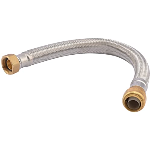 SharkBite 15 Inch Braided Flexible Water Heater Connector, 3/4 in Push-to-Connect x 3/4 in FIP, Stainless Steel, U3088FLEX15LF - size: 15 in, style: SharkBite
