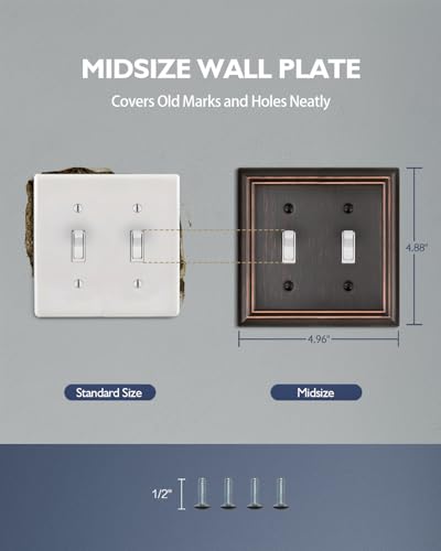 Switch Plates Outlet Covers, 2-Pack Metal Wall Plates, Aged Bronze - color: Aged Bronze, size: 2 Toggle 2PK