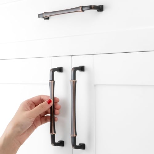 6-1/4 Inch Oil Rubbed Bronze Cabinet Pulls and Handles 10 Pack 3175 - color: Oil Rubbed Bronze, size: 6-1/4 In Hole Distance