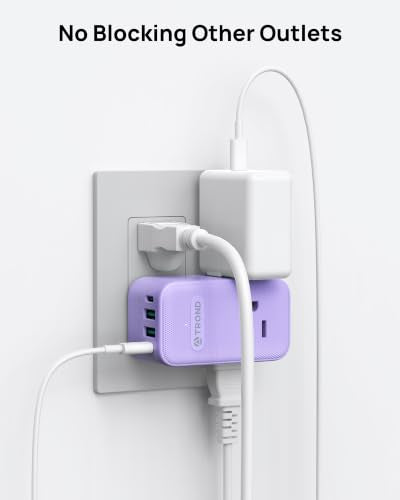 TROND Multi Plug Wall Outlet, 3 AC Outlet Extender with 360 Rotating Plug - color: Purple, size: 3 Prong-1 Pack