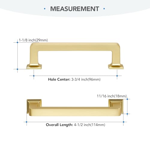 HOME EDIT Brushed Gold Cabinet Handles Zinc Pulls 3-3/4 Inch 5 Pack - color: Brushed Gold, size: 3-3/4 inches Hole Center