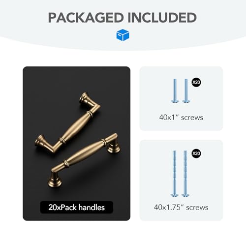 HOME EDIT Champagne Bronze Cabinet Handles 3-3/4 Inch Pulls 20 Pack - color: Champagne Bronze, size: 3-3/4 inches Hole Center