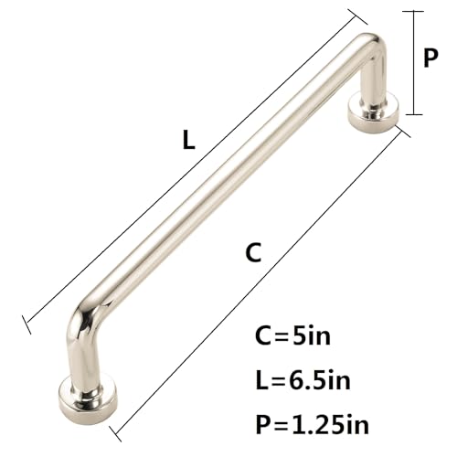 khtumeware 10 Pack Polished Nickel Cabinet Pulls 5 Inch(128mm) Hole Centers Cabinet Handles Kitchen Hardware Straight Bar for Cabinets and Drawer Pulls - color: Polished Nickel, size: 5"(128mm) Hole Center, style: 10 Pack