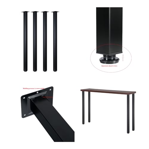 40 Inch Table Legs,Black Set of 4, with Adjustable Feet Pads. - size: 40"