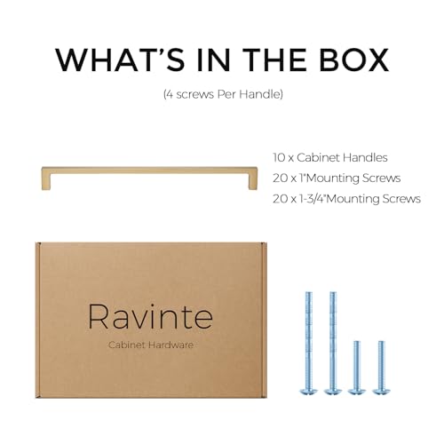 Ravinte Champagne Bronze Kitchen Square Cabinet Handles 10 Inch 10 Pack - size: 10 Inch hole