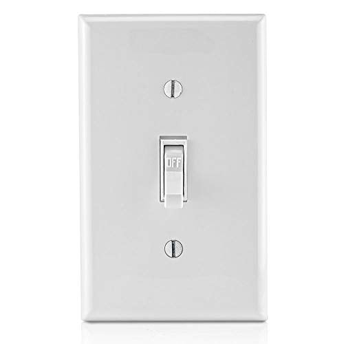 Leviton 15 Amp, 120 Volt, Toggle Framed Single-Pole AC Quiet Switch, Residential Grade, Grounding, 10-Pack, 1451-2WM, White - color: White, size: 10 Pack