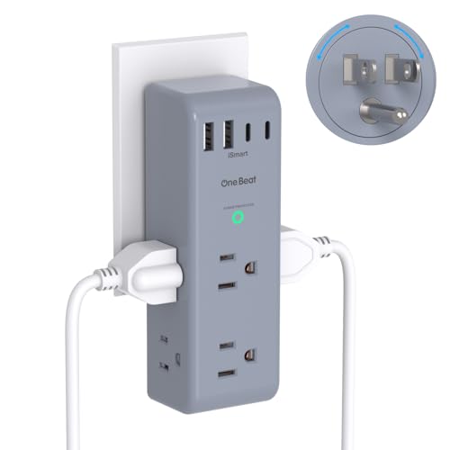 Surge Protector Outlet Extender, Multi Plug Wall Outlet, Rotating Plug,Grey - color: Grey, size: 2C2A, 1 Pack