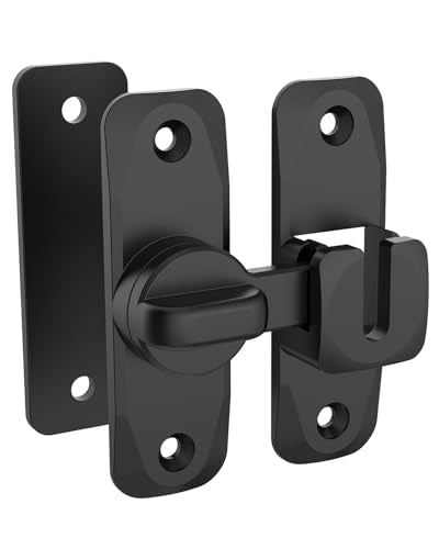 90/180 Degree Barn Door Latch Lock with Spacer, Black, 1 Pack - color: Black-1Pc