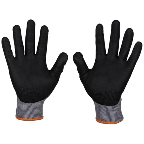 KLEIN TOOLS 60583 Work Gloves, Knit Dipped Cut Resistant ANSI A2 Nitrile Coated Gloves, HPPE Fabric, Touchscreen Capable, Small, 2-Pair - size: Small