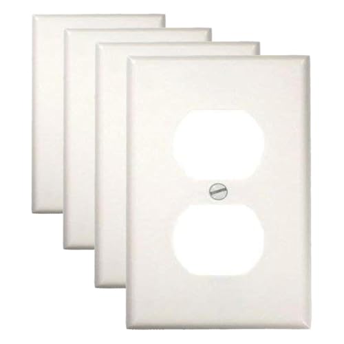 Leviton 88003 1-Gang Duplex Device Receptacle Wallplate, White (Pack of 4) - color: White, size: Pack of 4