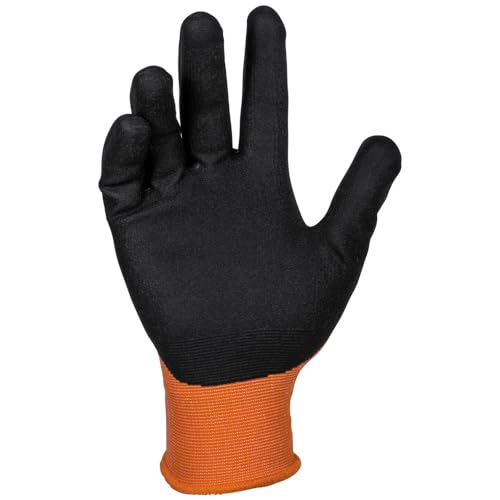 KLEIN TOOLS 60582 Work Gloves, Knit Dipped Cut Resistant ANSI A1 Nitrile Coated Gloves, Nylon-Spandex, Touchscreen Capable, X-Large, 2-Pair - size: X-Large, style: 2-pair Pack
