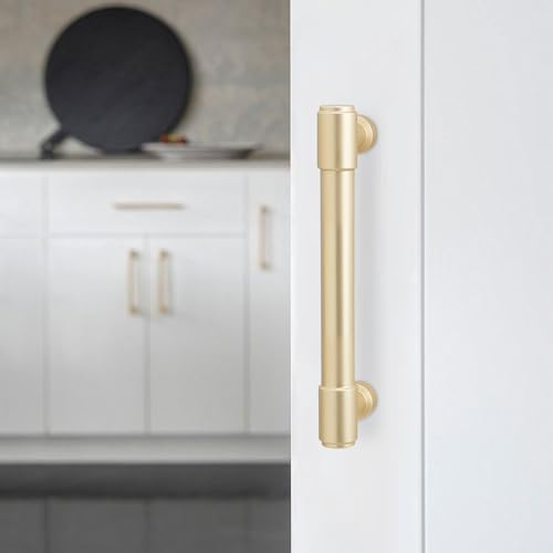 10 Pack 3-3/4 Inch(96mm) Kitchen Cabinet Handles Brushed Gold Cabinet Pulls Alloy Drawer Pulls Solid Cabinet Hardware - color: Brushed Gold, size: 3-3/4'' Hole Center(96mm)