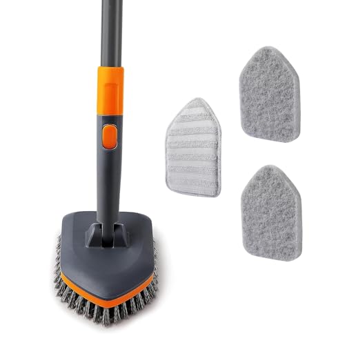 CLEANHOME Tile Tub Scrubber Brush for Cleaning Toilet Wall,Bathtub,Sink - color: Gray