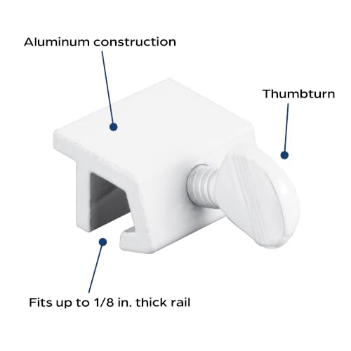 Prime-Line Sliding Window Security Lock, White, 1/8 in. Rail, 4 Pack - color: White