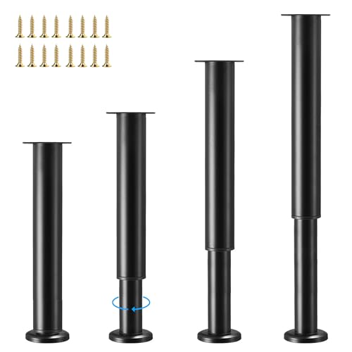 Furniture Legs Metal Adjustable 4 Pcs 28.34-43.3 inch, Adjustable Cabinet Legs for Sofa/Bed/Chair/Dresser/Table, Bed Center Slat Support Legs, Black - size: 28.34-43.3" (4pcs)
