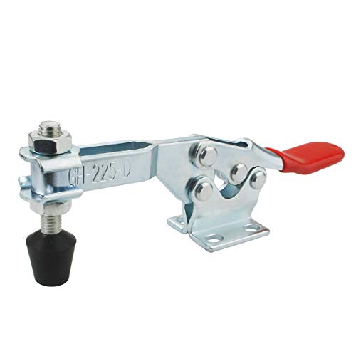 2Pack Toggle Clamp, 500 lbs Holding Capacity, 225D Quick Release Horizontal Clamps w/Antislip Rubber Pressure Tip for Woodworking Jigs and Fixtures, Welding, Drill Press, Crosscut Sled - style: 225D, 2PK