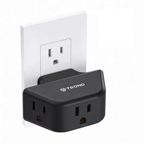 TROND 360 Rotating Plug Outlet Extender for Bathroom Kitchen, Black - color: Black, size: 3AC-3 Prong (Rotating Plug), 1 Pack