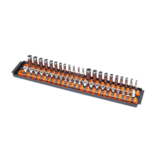 Ernst Manufacturing 8484 Socket Boss, Premium 2-Rail, 1/4 Inch-Drive Socket Organizer, 18-Inch, Orange - Made in the USA - color: Orange, size: 1/4", style: 19-INCH