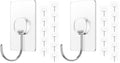 JINSHUNFA Adhesive Wall Hooks 13LB Heavy Duty No Drill Large Transparent Waterproof Hooks for Bathroom Kitchen Towel Coat 24 Pack - color: Clear, size: Large 24 Pcs