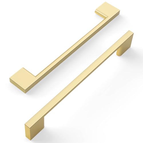Amerdeco 10 Pack Brushed Gold Cabinet Pulls 6.3" - color: Brushed Gold, size: 6.3" hole center