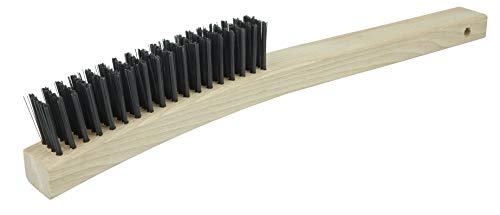 Weiler 44056 Hand Wire Scratch Brush, .012 Carbon Steel Fill, Curved Handle, 4 x 18 Rows - size: 14" x 1-1/8", style: Pack of 1