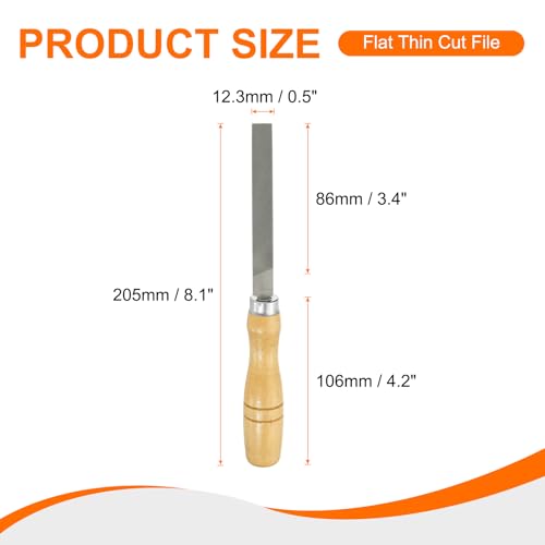 HARFINGTON Flat Thin Cut File 4" Double Cut Teeth High Carbon Steel Hand Rasp File with Wood Handle for Metal Wood Deburring Removing - size: 4", style: Thin