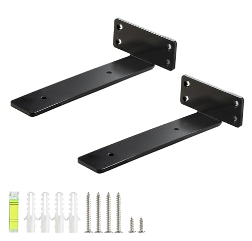 HEART ART Floating Shelf Brackets 6 Inch,Heavy Duty Black 2 Pack - size: 6 Inch, style: 2 Pack