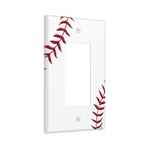 Baseball Single Rocker Light Switch Cover Plate | Fits standard 2-gang toggle and rocker switches, Durable polycarbonate thermoplastic with fade-resistant printed finish - color: Baseball, size: Single Rocker