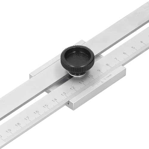 Precision Carbon Steel Sliding Line Ruler Woodworking Parallel Gauge with Slide Stops ABS Knob Deburred Edge Marking Tool for Mechanical Processing