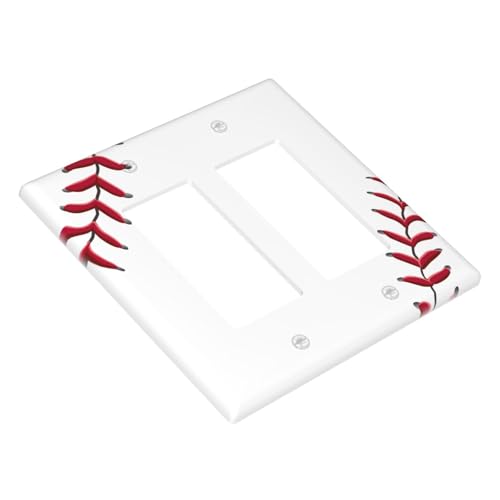 Baseball Double Rocker Switch Cover Plate | Fits standard 2-gang toggle and rocker switches, Durable polycarbonate thermoplastic with fade-resistant printed finish - color: Baseball, size: Double Rocker