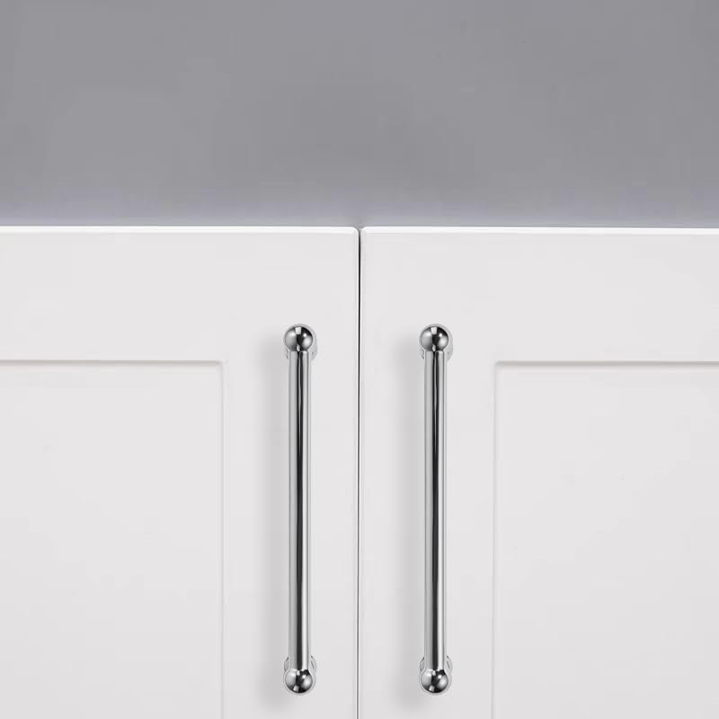10 Pack 8 Inch Hole Center Polished Chrome Cabinet pulls 100% Solid Heavy Duty Dresser Pulls Cabinet Drawer Pulls for Kitchen Cupboard Hardware - color: Polished Chrome, size: 8 inch hole center