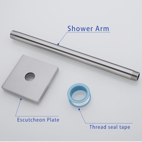 Wall Mounted Stainless Steel Shower Head Extension Arm Bathroom Accessories 12 Inch Brushed Nickel,SW-91038-12BN-SQ. - color: Right Angled Square Flange-12" Brushed Nickel