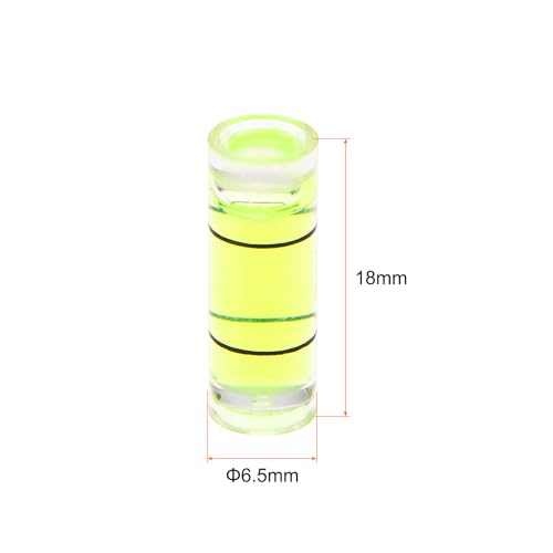 HARFINGTON 6pcs Small Cylindrical Bubble Level Vials 6.5x18mm PMMA Mini Horizontal Bubble Spirit Level Measuring Layout Tools for RV TV Picture Frame Hanging Tool Leveler - size: 6.5x18mm