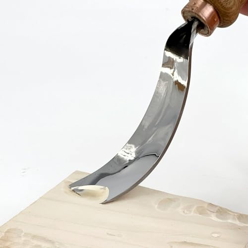 STRYI Profi #7 1in Profile Long Bent Gouge - Professional Sloping Wood Carving Chisel - High Carbon Steel 62 HRC - Hand Forged Tool for Background Clearing, Bowl & Relief Carving