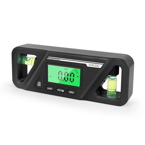 Shkalacar Digital Angle Finder Protractor, Magnetic Base with LED Display and Automatic Shut Off, for Wood Processing and Vehicle Repairing Billet Protractor Level Tool (Black) - color: Black