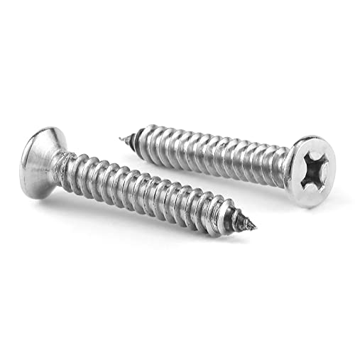 #8 x 1 Wood Screw 100Pcs 18-8 (304) Stainless Steel Screws Flat Head Phillips Fast Self Tapping Drywall Screws by SG TZH - size: #8 x 1"