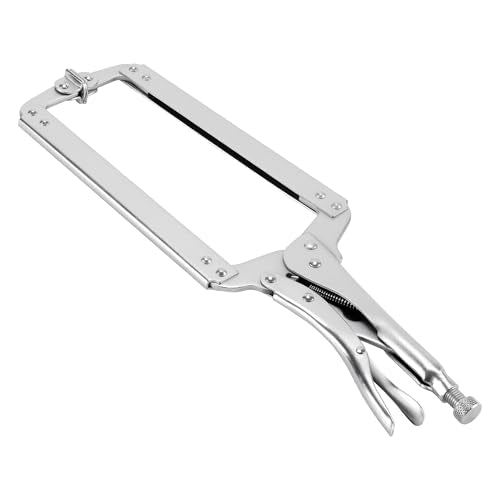 KEILEOHO 3 PCS 18 Inch C Clamp Locking Pliers with Swivel Pads, Heavy Duty Locking Pliers, Adjustable C Clamp Set for Woodworking, Welding and Electrician Maintenance - size: 18 Inch