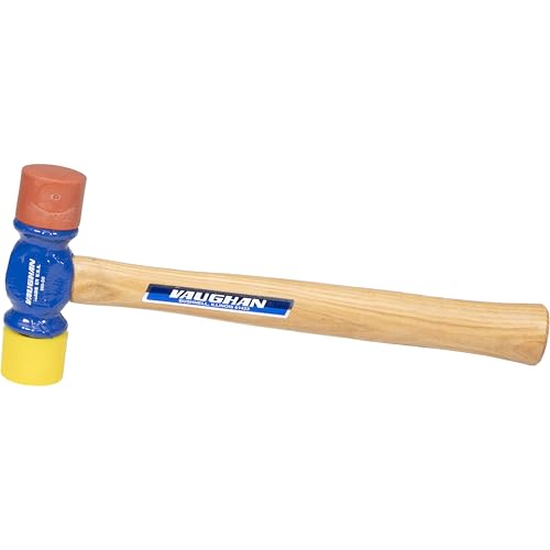 VAUGHAN Soft Face Hammer, 12 Oz, Rubber Mallet, Assembled in the USA - color: Red/Yellow, size: 12 oz
